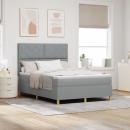 ARDEBO.de - Boxspringbett mit Matratze Hellgrau 140 x 190 cm Stoff