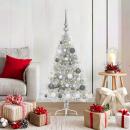 ARDEBO.de - Künstlicher vorbeleuchteter Weihnachtsbaum Silber 120 cm PET