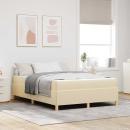 ARDEBO.de - Boxspringbett mit Matratze Creme und Weiß 140 x 190 cm Stoff
