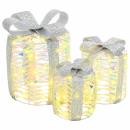 ARDEBO.de - Geschenkbox Dekoration 3 pcs Warmweiß 12 cm 15 cm 20 cm PET