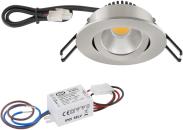 ARDEBO.de EVN PC20-Serie LED Deckeneinbau, rund, schwenkbar, IP20, 220-240V, 3W, 3000K, 300lm, inkl. Netzgerät, EDS-Optik STL (PC20N31302)