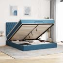 ARDEBO.de - Ottoman-Bett mit Matratzen Dunkelblau 200x200 cm Samt