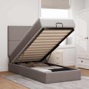 ARDEBO.de - Ottoman-Bett mit Matratze & LEDs Taupe 80x200 cm Stoff