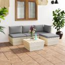 ARDEBO.de - 5-tlg. Garten-Sofagarnitur aus Paletten mit Kissen Fichtenholz
