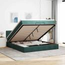 ARDEBO.de - Ottoman-Bett mit Matratzen & LEDs Dunkelgrün 200x200 cm Samt