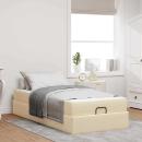 ARDEBO.de - Bettgestell mit Matratze Creme 90 x 190 cm Stoff