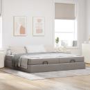 ARDEBO.de - Bettgestell mit Speicher Taupe 200 x 200 cm Stoff