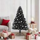 ARDEBO.de - Künstlicher vorbeleuchteter Weihnachtsbaum Schwarz 150 cm PVC