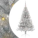 ARDEBO.de - Künstlicher vorbeleuchteter Weihnachtsbaum Silber 150 cm PET