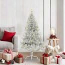 ARDEBO.de - Künstlicher vorbeleuchteter Weihnachtsbaum Silber 150 cm PET