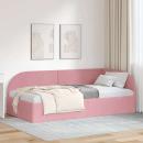 ARDEBO.de - Eckbettgestell mit Kopfteil Rosa 100 x 200 cm Samt