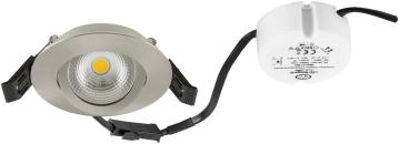 ARDEBO.de EVN COMPACTO68 LED Deckeneinbau, rund, schwenkbar, IP44, 200-240V, 6W, 3000K, 683lm, inkl. dimmbaren Netzgerät, Edelstahloptik (E44061302)