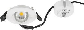 ARDEBO.de EVN LED COMPACTO68 Deckeneinbau, rund, schwenkbar, IP44, 200-240V, 6W, 3000K, 683lm, inkl. dimmbaren Netzgerät, weiß (E44060102)