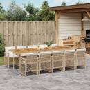 ARDEBO.de - 11-tlg. Garten-Essgruppe mit Kissen Beige Poly Rattan