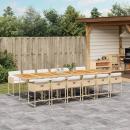ARDEBO.de - 13-tlg. Garten-Essgruppe mit Kissen Beige Poly Rattan