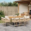 ARDEBO.de - 11-tlg. Garten-Essgruppe mit Kissen Beige Poly Rattan