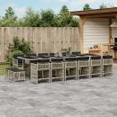 ARDEBO.de - 17-tlg. Garten-Essgruppe mit Kissen Hellgrau Poly Rattan