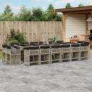 ARDEBO.de - 17-tlg. Garten-Essgruppe mit Kissen Hellgrau Poly Rattan