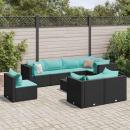 ARDEBO.de - 9-tlg. Garten-Lounge-Set mit Kissen Schwarz Poly Rattan