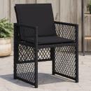 ARDEBO.de - Gartenstühle mit Kissen 4 Stk. Schwarz Poly Rattan