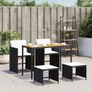 ARDEBO.de - 5-tlg. Garten-Essgruppe mit Kissen Schwarz Poly Rattan