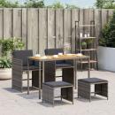 ARDEBO.de - 5-tlg. Garten-Essgruppe mit Kissen Grau Poly Rattan