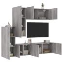 ARDEBO.de - 5-tlg. Wohnwand Grau Sonoma Holzwerkstoff