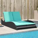 ARDEBO.de - Sonnenliege mit Kissen Schwarz 114x205x73 cm Poly Rattan
