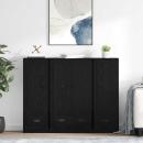 ARDEBO.de - Sideboard 3 pcs Schwarz Eichen-Optik Holzwerkstoff