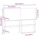 Gepolstertes Kopfteil Hellgrau 150 cm Massives Kiefernholz