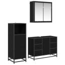 ARDEBO.de - Badezimmermöbel Set 3 pcs Schwarz Eichen-Optik 80 x 33 x 60 cm