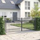 ARDEBO.de - Zauntor mit Speer-Top mit Schloss Grau 305 x 125 cm Stahl