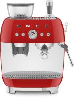 Smeg EGF03RDEU 50"s Style Siebträgermaschine, integrierter Kaffeemühle, 1650 W, 20 bar Brühdruck, 15 bar Dampfdruck, 4 Brühfunktionen, rot