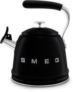 Smeg WKF01BL 50"s Style, Wasserkessel, 2,3 l Fassungsvermögen, für alle Herdarten inkl. Induktion, autom. öffnende Pfeife, leicht aufklappbarer Ausguss, schwarz