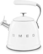 Smeg WKF01WH 50"s Style, Wasserkessel, 2,3 l Fassungsvermögen, für alle Herdarten inkl. Induktion, autom. öffnende Pfeife, leicht aufklappbarer Ausguss, weiß
