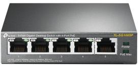 TP-Link 5-Port-10/100/1000Mbit/s-Desktop-Switch mit 4 PoE-Ports (TL-SG1005P)