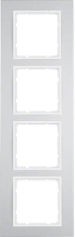ARDEBO.de Berker 10143904 Rahmen, 4fach, B.3, Alu/polarweiß matt, Aluminium eloxiert