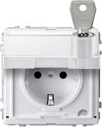 ARDEBO.de Merten MEG2317-7219 SCHUKO-Steckdose mit Klappdeckel und Schriftfeld, Aquadesign, abschließbar mit 10 gleichen Schließungen, Berührungsschutz, Steckklemmen, polarweiß