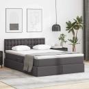 ARDEBO.de - Bett mit LED-Lichtleisten mit Kopfteil Grau 140 x 190 cm PVC