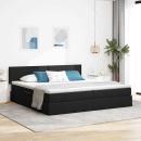 ARDEBO.de - Bett mit LED-Lichtleisten Schwarz 200 x 200 cm Stoff