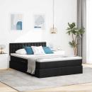 ARDEBO.de - Bett mit LED-Lichtleisten Schwarz 140 x 200 cm Stoff