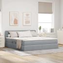 ARDEBO.de - Bett mit LED-Lichtleisten Hellgrau 180 x 200 cm Stoff