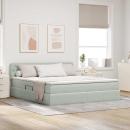 ARDEBO.de - Bett mit LED-Lichtleisten Hellgrau 180 x 200 cm Samt