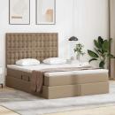ARDEBO.de - Bett mit LED-Lichtleisten Cappuccino 140 x 200 cm PVC