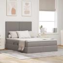 ARDEBO.de - Bett mit LED-Lichtleisten mit Kopfteil Taupe 140 x 200 cm Stoff