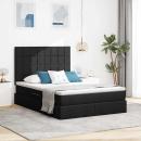 ARDEBO.de - Bett mit LED-Lichtleisten Schwarz 140 x 200 cm Stoff