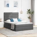 ARDEBO.de - Bett mit LED-Lichtleisten Dunkelgrau 140 x 200 cm Stoff