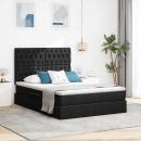 ARDEBO.de - Bett mit LED-Lichtleisten Schwarz 140 x 200 cm Stoff