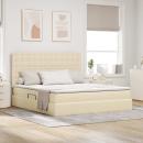 ARDEBO.de - Bett mit LED-Lichtleisten mit Kopfteil Creme 180 x 200 cm Stoff