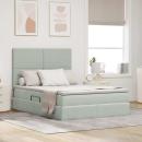 ARDEBO.de - Bett mit LED-Lichtleisten Hellgrau 140 x 190 cm Samt